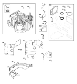 Cylinder Group Diagram and Parts List for 49X977-0015-J1  Briggs and Stratton Engine
